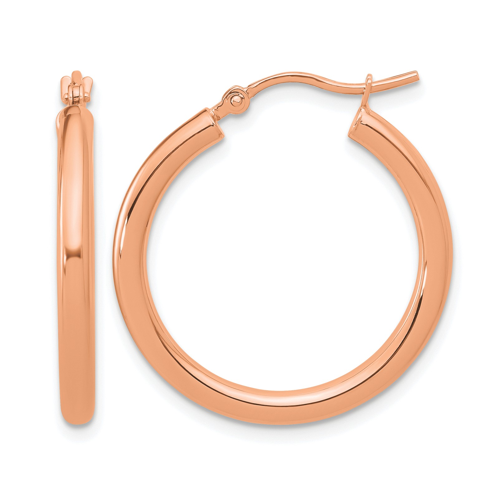 Leslie\'s Lightweight Tube Hoop Earrings 14k Rose Gold 25x2.5mm Women\'s
