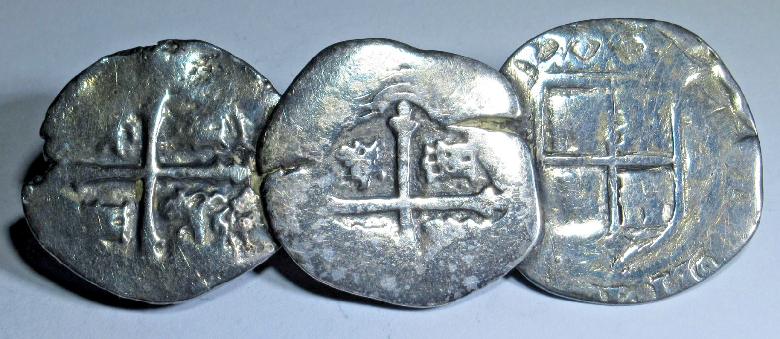 1500's-1600's Spanish Mexico Brooch Genuine 1 Reales Pirate Cob Colonial Coins