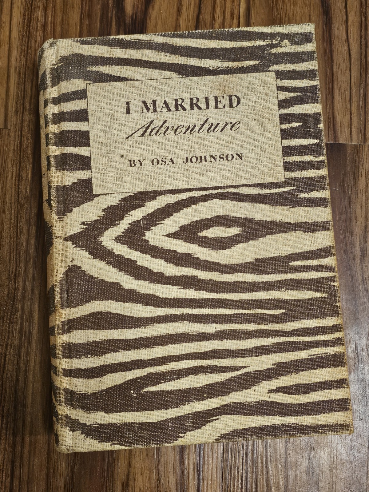 I MARRIED ADVENTURE Osa Johnson 1940 First 1st Ed Zebra Pattern Cover HC Book