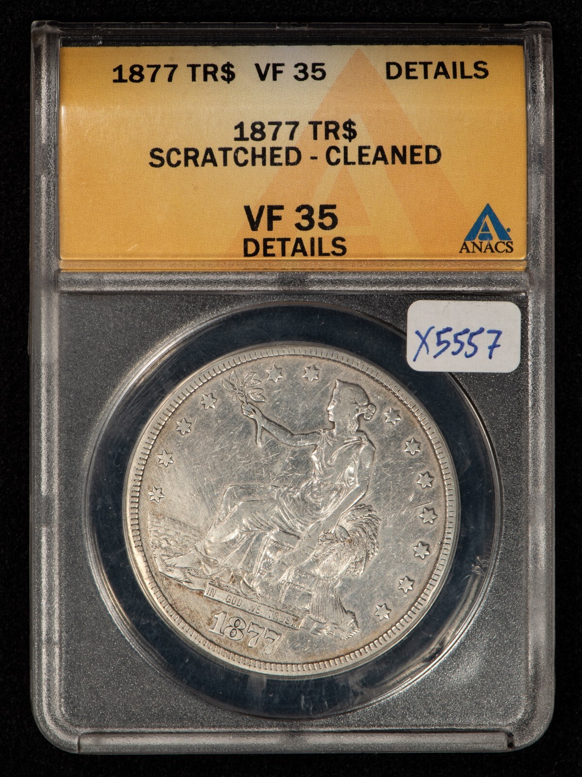 1877 Trade Dollar ANACS VF 35 Details - SKU-X5557