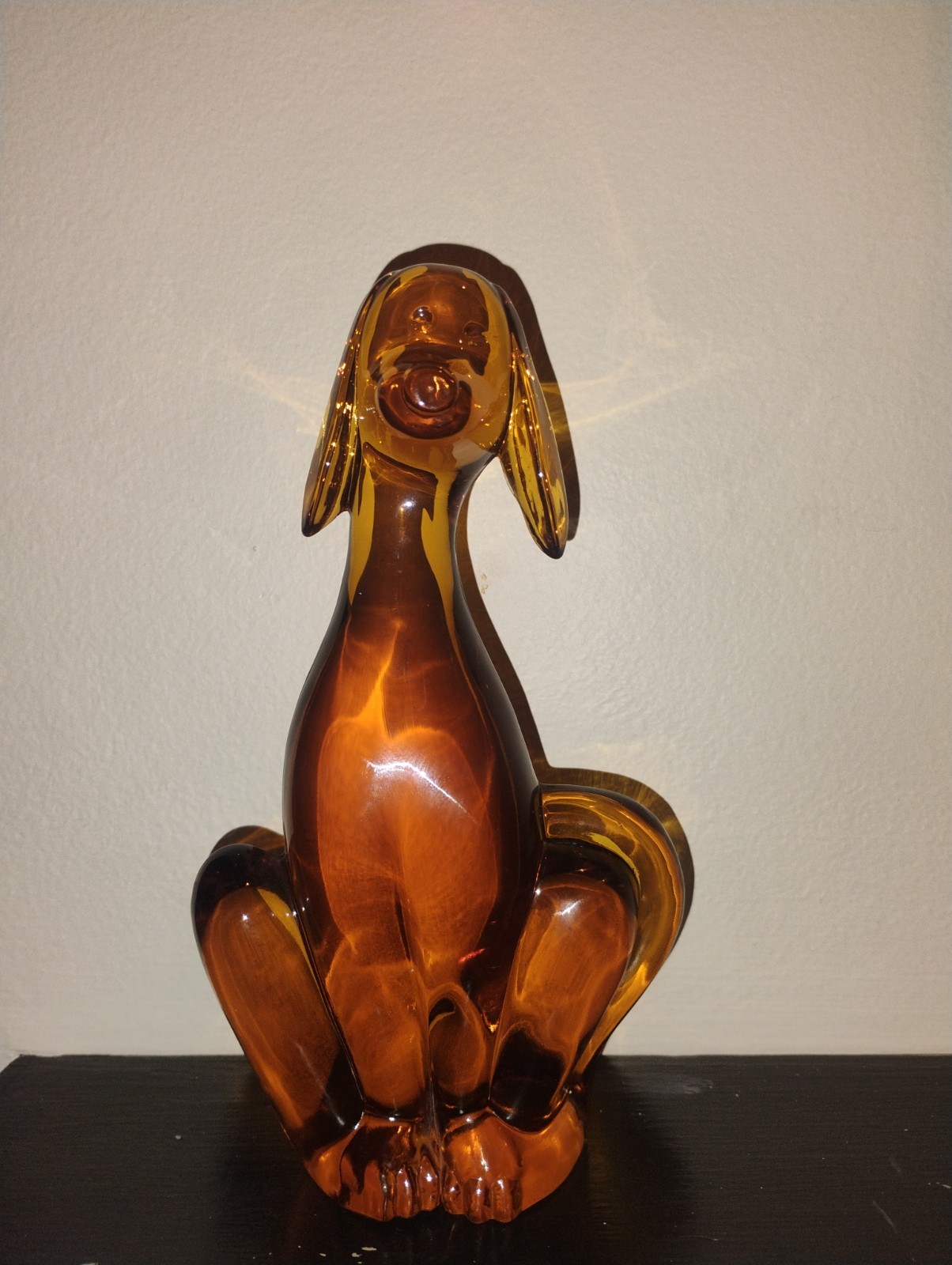 MCM Viking glass Amber Hound Dog (Small Chip Barely Noticeable Very Bottom Back)