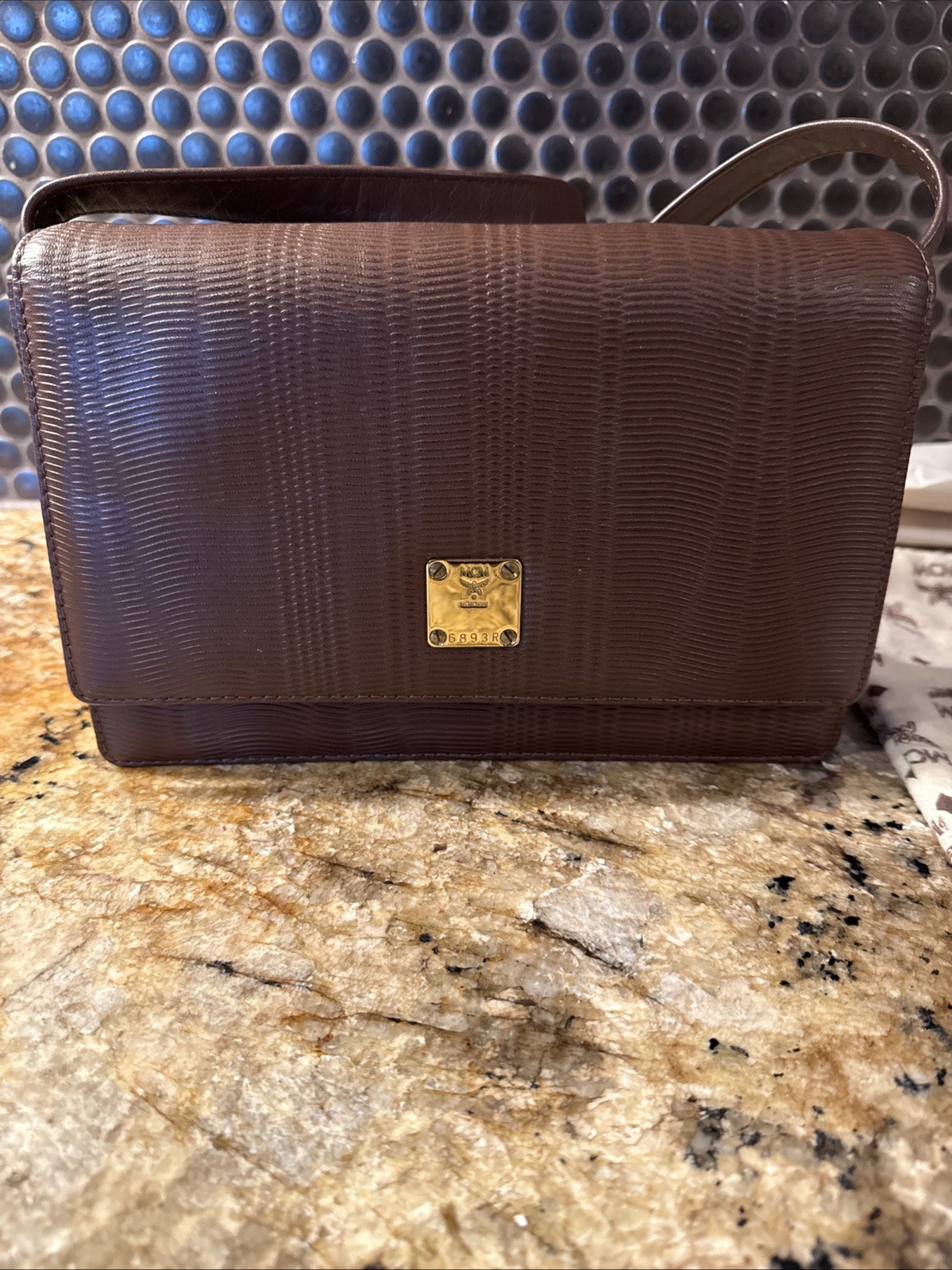 MCM Brown Leather 30085 Crossbody Pocketbook W/dust Cover.