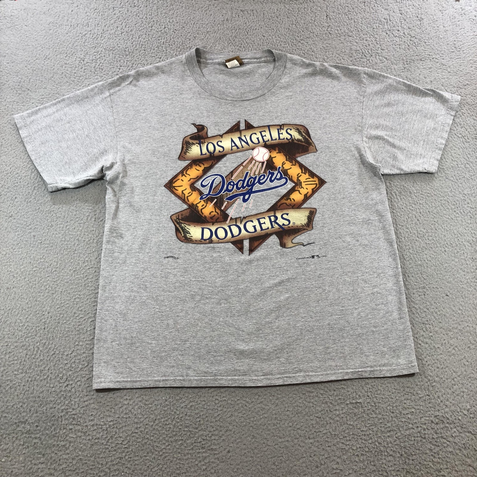 Vintage Los Angeles Dodgers Shirt Mens XL Gray MLB Baseball Nutmeg Mills 90s Tee