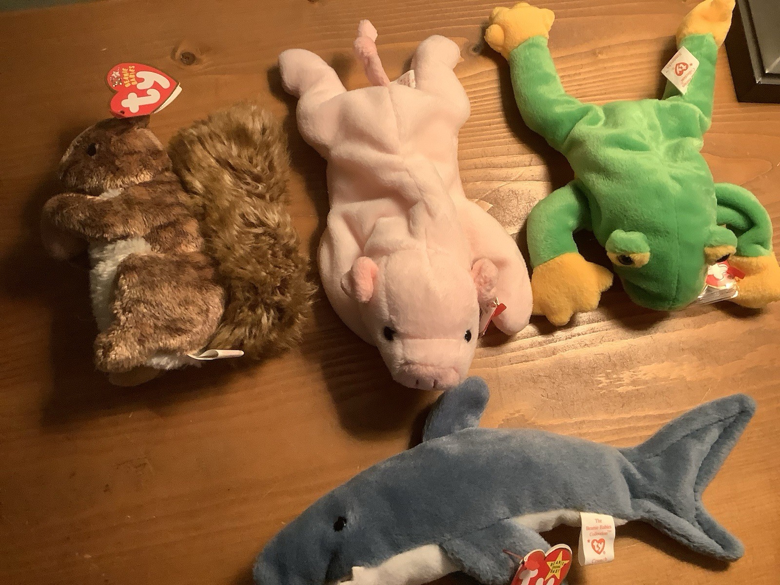 Beanie Babies Ty Group Of 4 Nutty, Squeaker 4005, Smoochy, Crunch 4130
