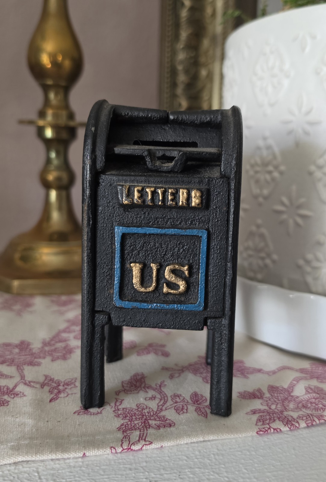 Vintage Cast Iron US Mailbox Still Coin Bank Vintage Cast Iron US Mailbox Still Coin Bank