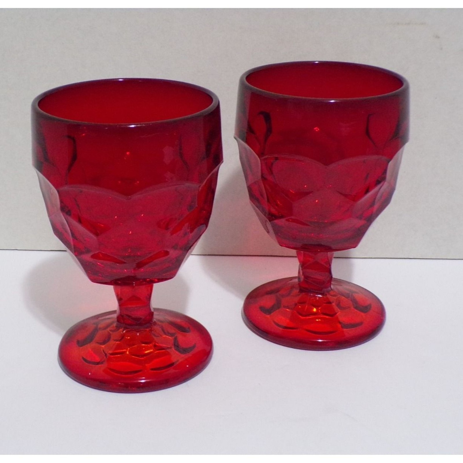 Viking Glass Georgian Ruby Red Water Goblets 5 5/8\ Viking Glass Georgian Ruby Red Water Goblets 5 5/8\