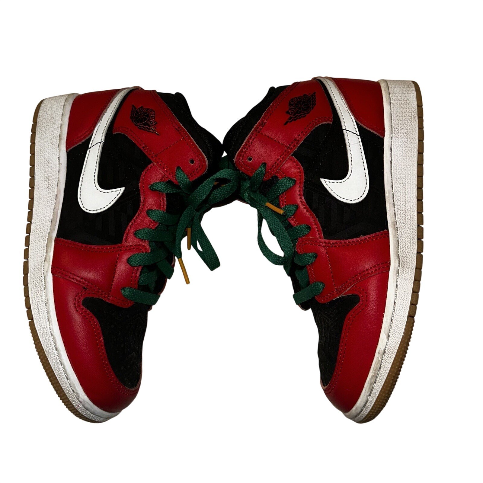 Nike Air Jordan 1 Mid Kids Gym Red Black White Pine Green Sneakers 554725-602
