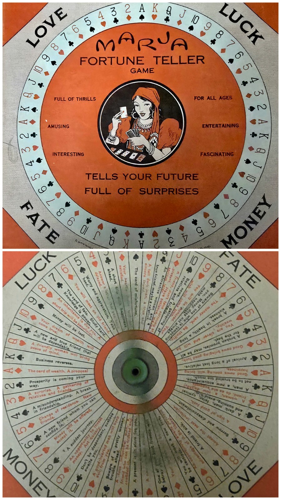 Vintage 1930 Marja Fortune Telling Game Very Rare Excellent Con Bar-Zim Toy Man.