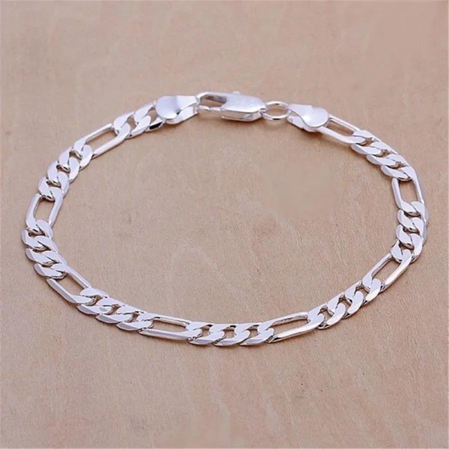 Silver Chain Exquisite Twisted Bracelet Fashion Charm Chain Women Men Solid Wedd