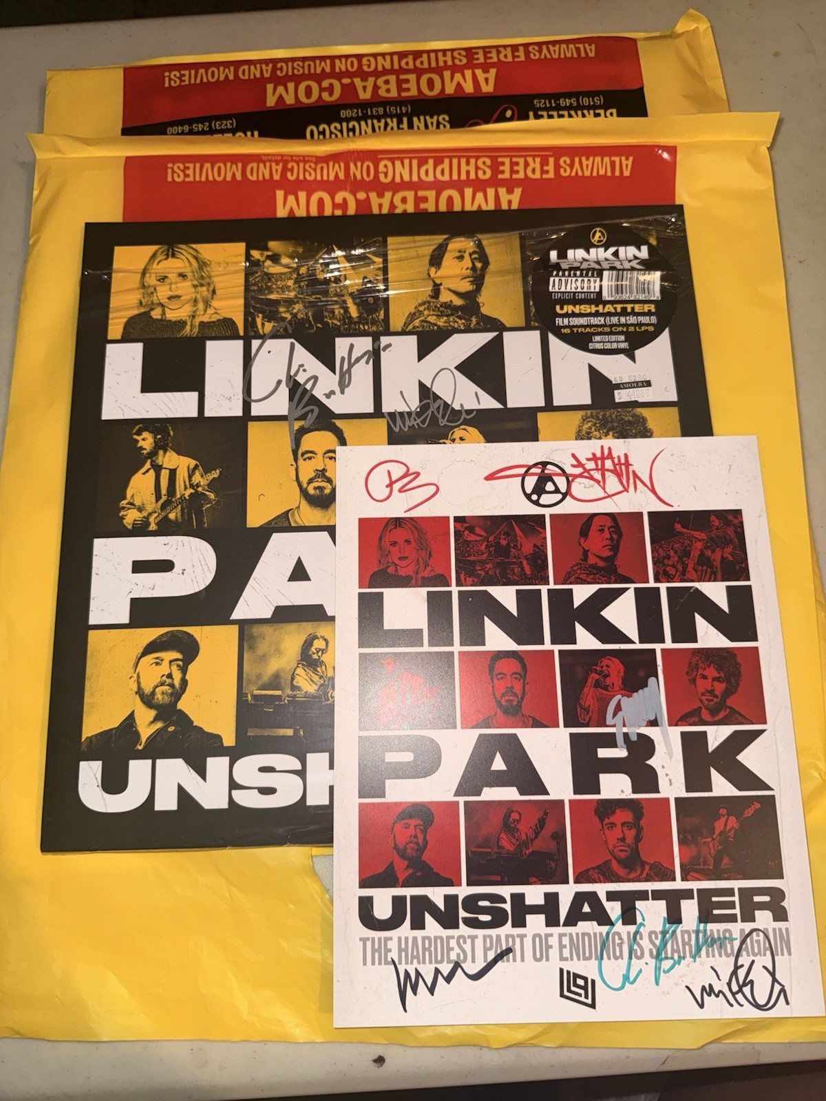 Linkin Park Signed - 8x10 + Exclusive Vinyl - Unshatter Sold Out In Hand