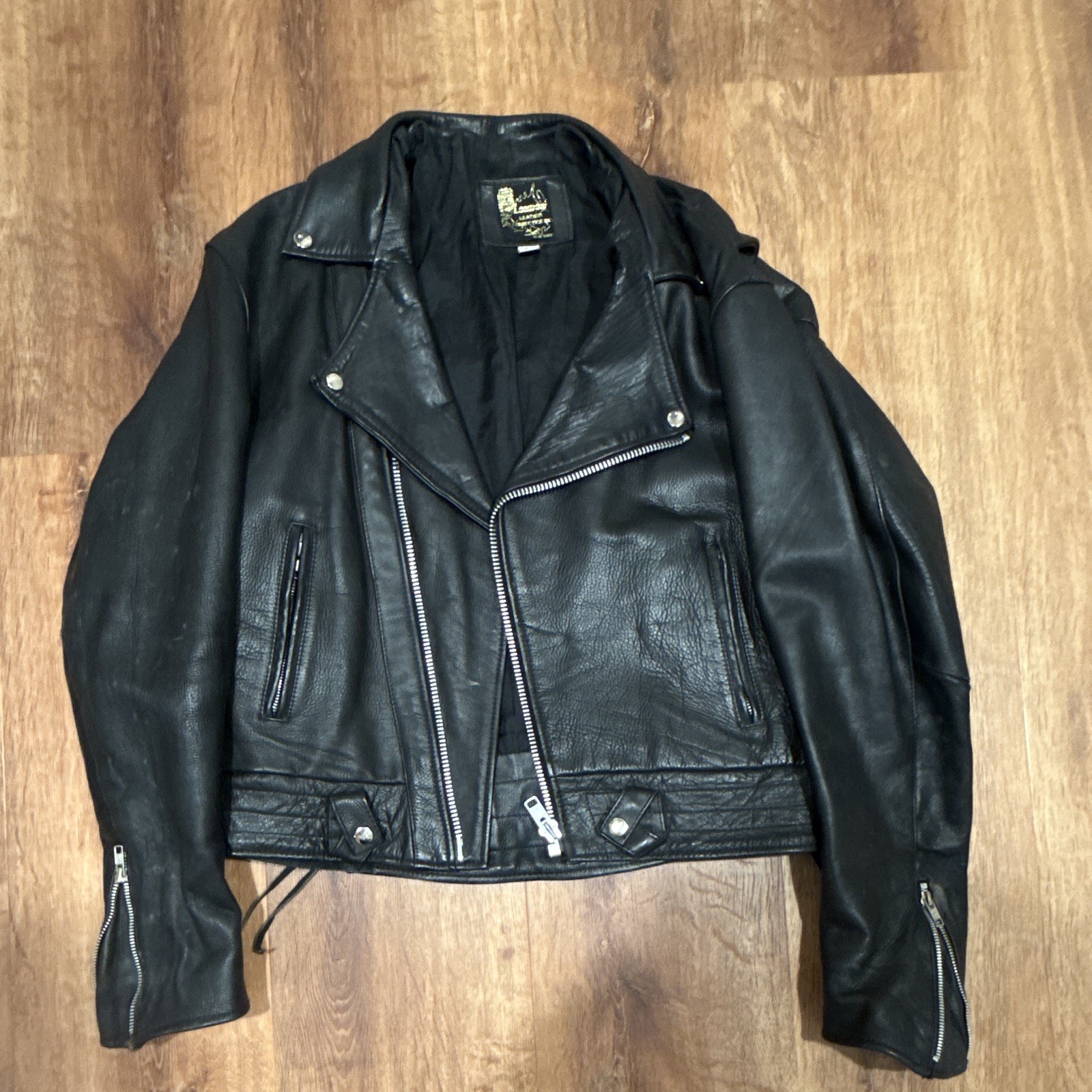 Vintage Leather Connection Inc Men\'s Black Biker Motorcycle 46 Chest 70s-80s