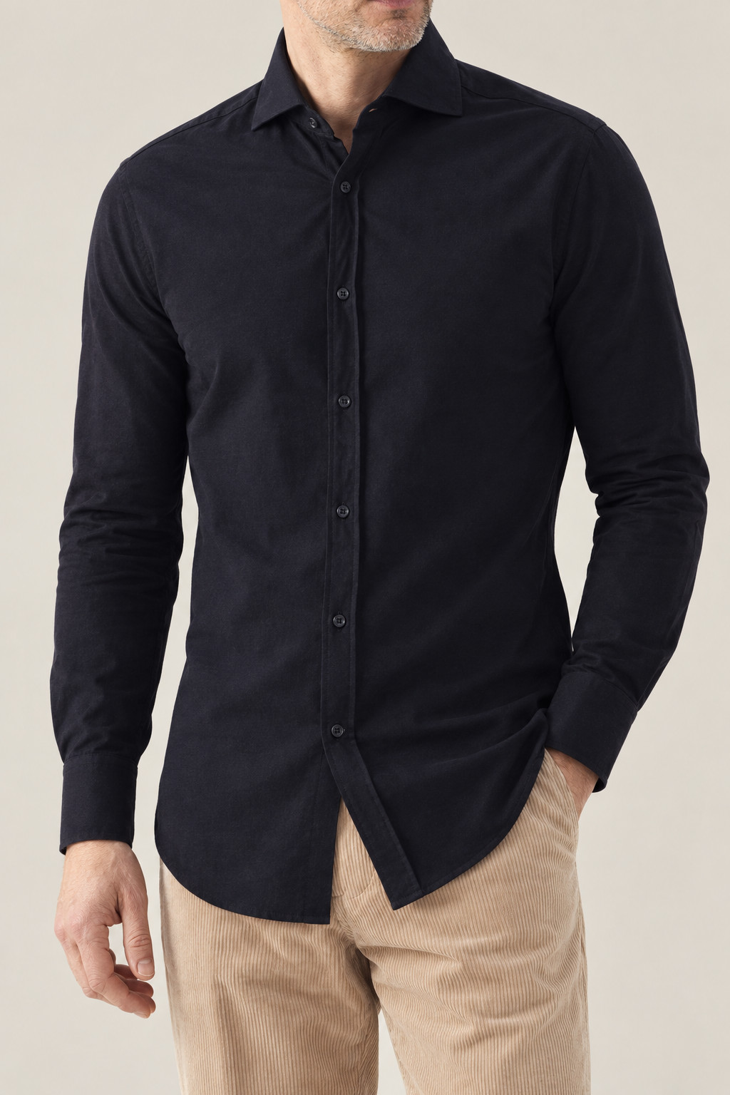 BRUNELLO CUCINELLI MEN\'S BLACK COTTON LONG SLEEVE SHIRT MSRP $765 SIZE XXL