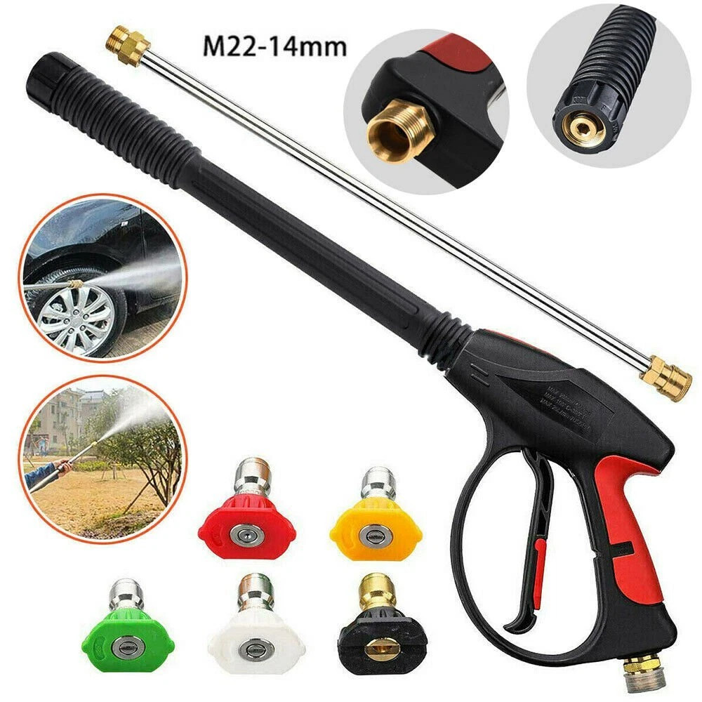 3000PSI High Pressure Car Power Washer Spray Gun Wand Lance Nozzle Tips Hose Kit