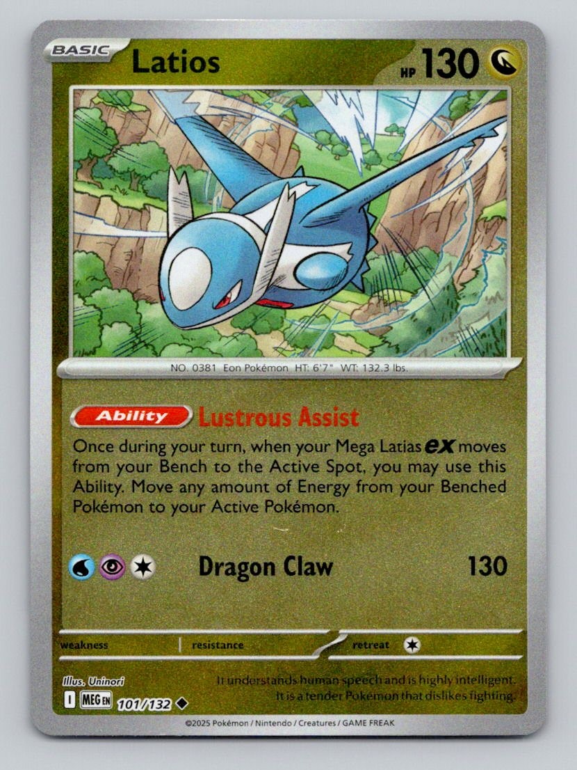 Latios 101/132 Uncommon Mega Evolution Pokemon Reverse Holo Near Mint Latios 101/132 Uncommon Mega Evolution Pokemon Reverse Holo Near Mint