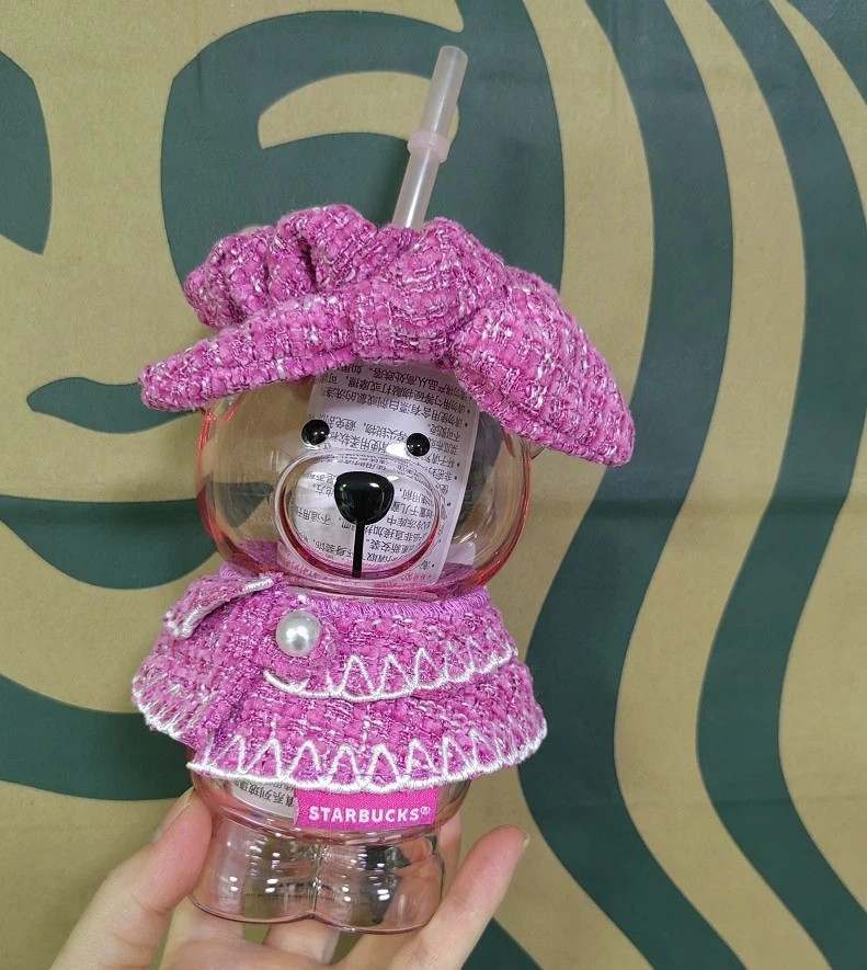 Starbucks New Character Series Shanghai Exclusive 2026 Pink Bear Glass Cup 460ml
