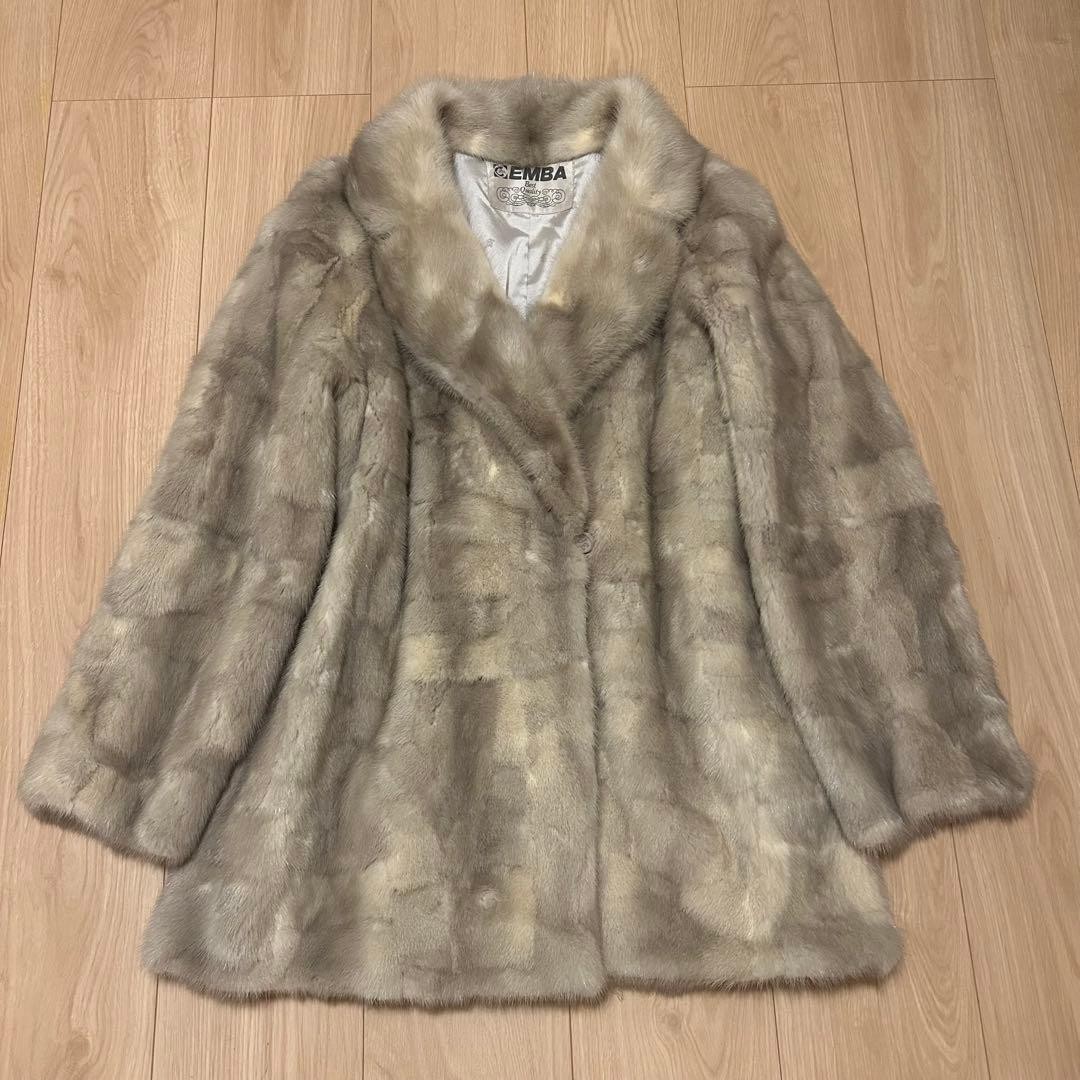 Authentic EMBA Gray Mink Coat Pre Owned Very Good Condition Japan