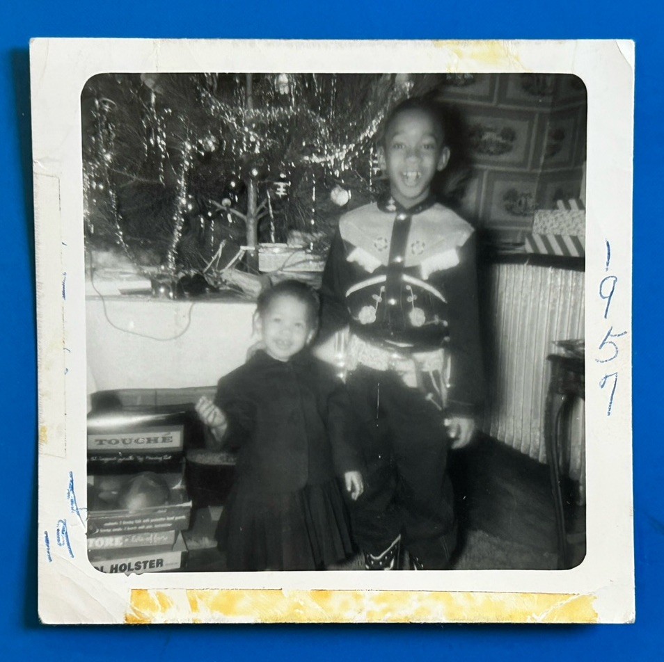 1957 African American Family Christmas Vintage B&W