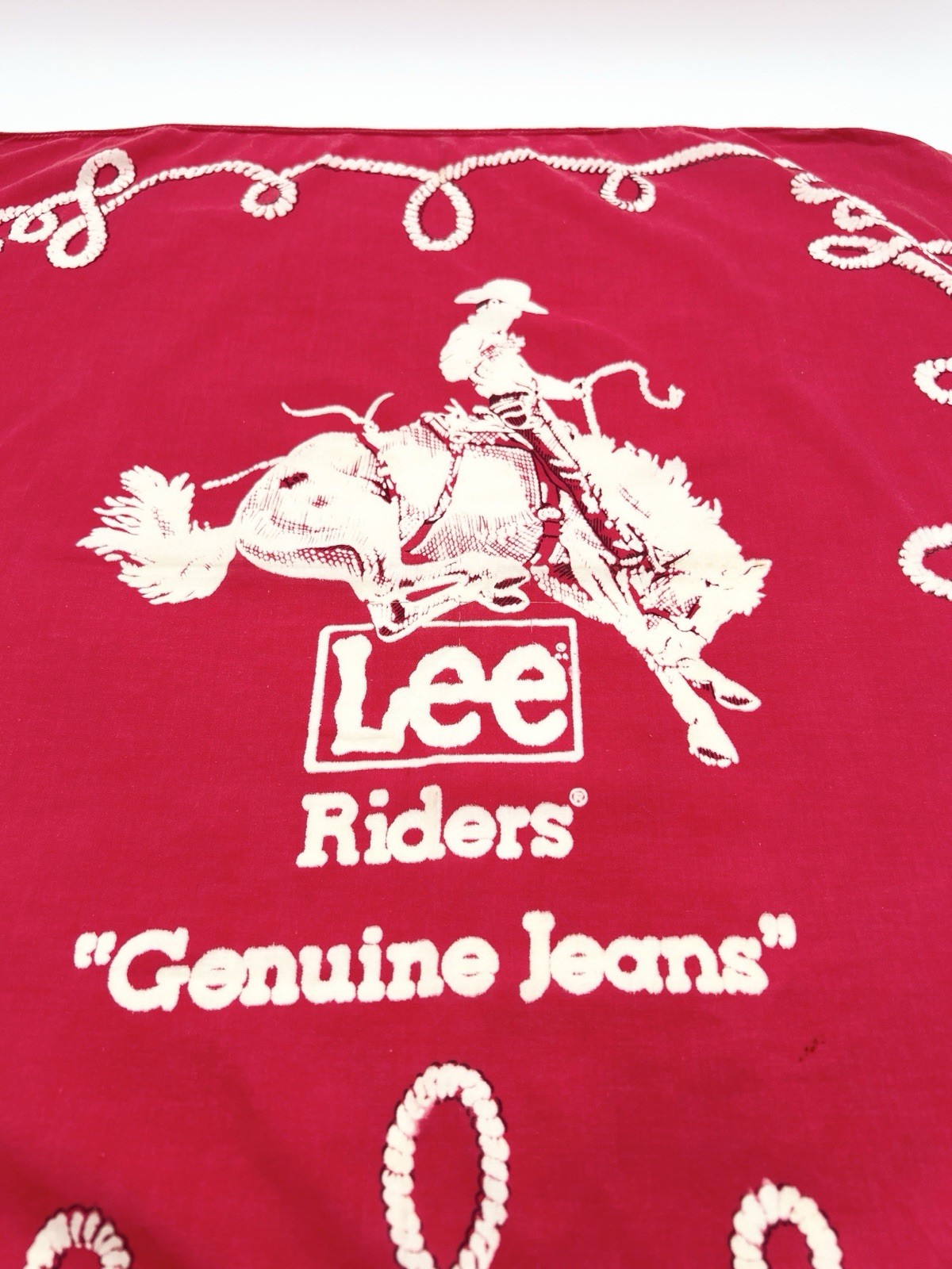 Vintage Lee Riders Genuine Jeans Bandana Red Cowboy Rodeo Western Advertising