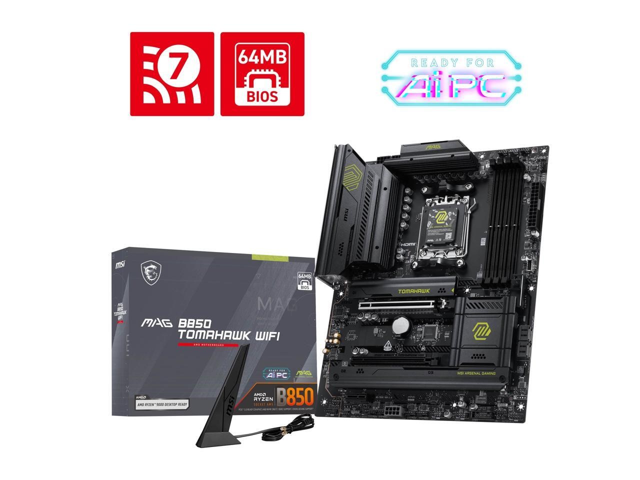 MSI MAG B850 TOMAHAWK WIFI AM5 AMD B850 SATA 6Gb/s 5G Network Wi-Fi7 DDR5 Mother MSI MAG B850 TOMAHAWK WIFI AM5 AMD B850 SATA 6Gb/s 5G Network Wi-Fi7 DDR5 Mother