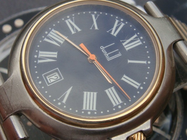 Dunhill rare blue dial AD HQ mans 90s Millenium quartz Swiss ETA watch in VGWO