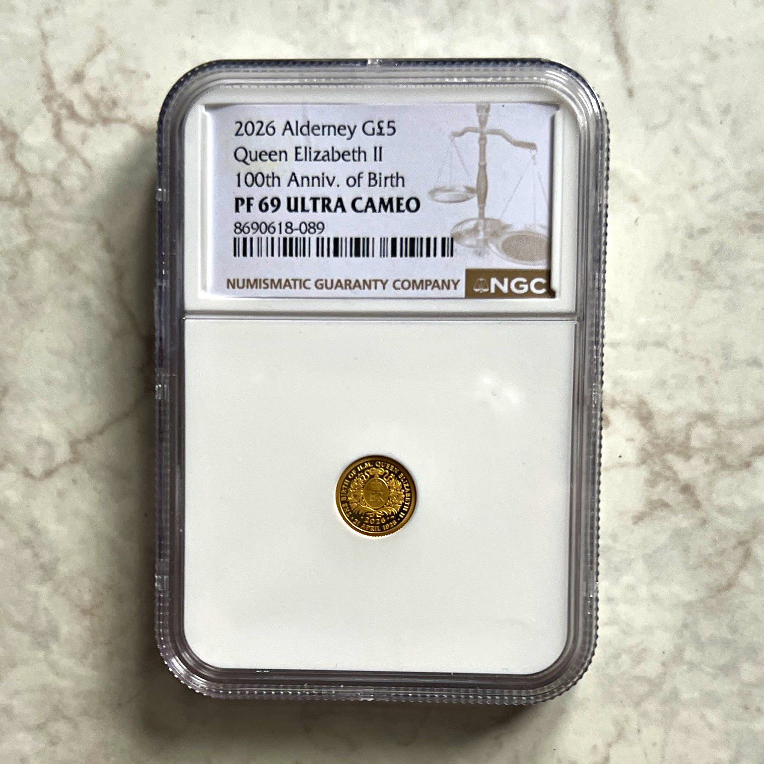 2026 Alderney £5 Gold Commemorative Queen Elizabeth II 100th NGC PF69 UC 2026 Alderney £5 Gold Commemorative Queen Elizabeth II 100th NGC PF69 UC