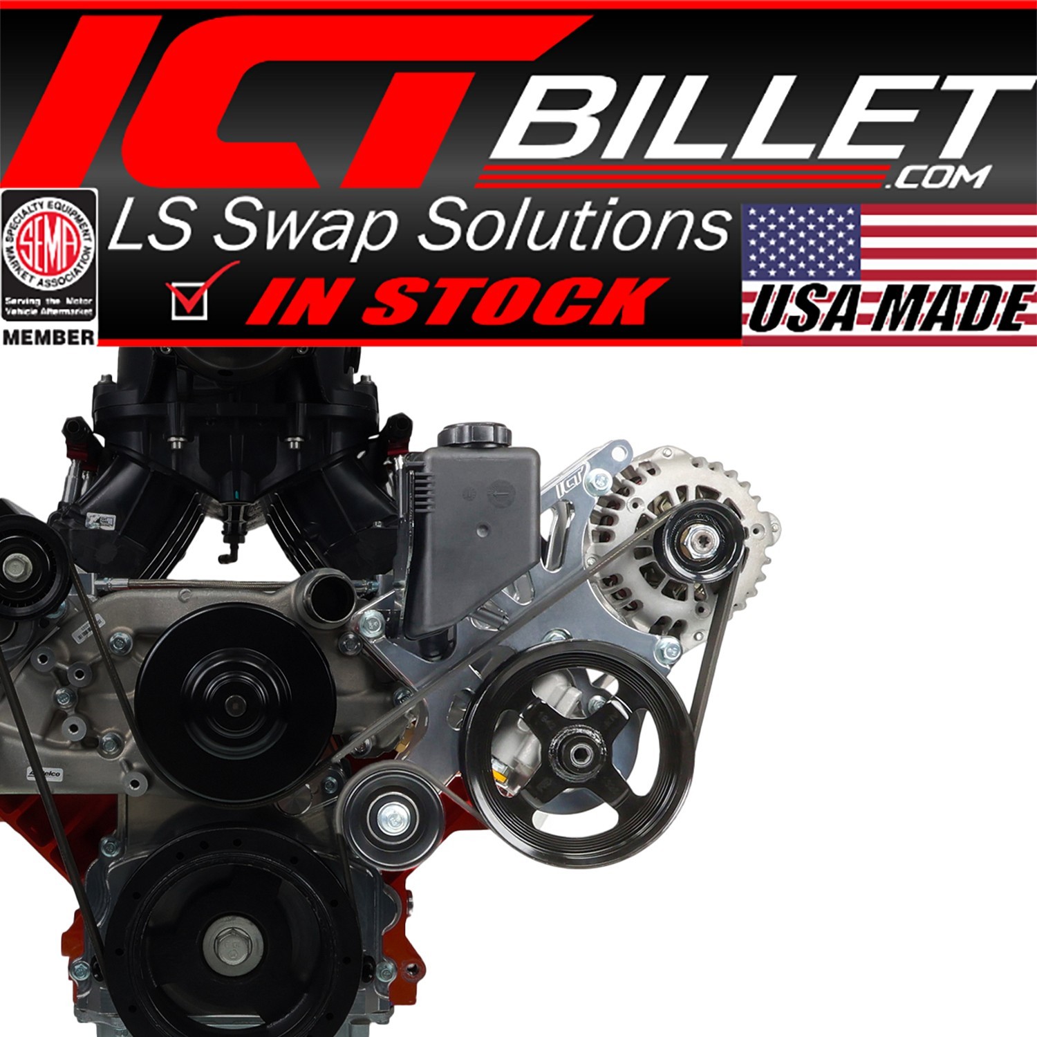 ICT Billet LS Corvette - Alternator / Power Steering Pump Bracket Kit