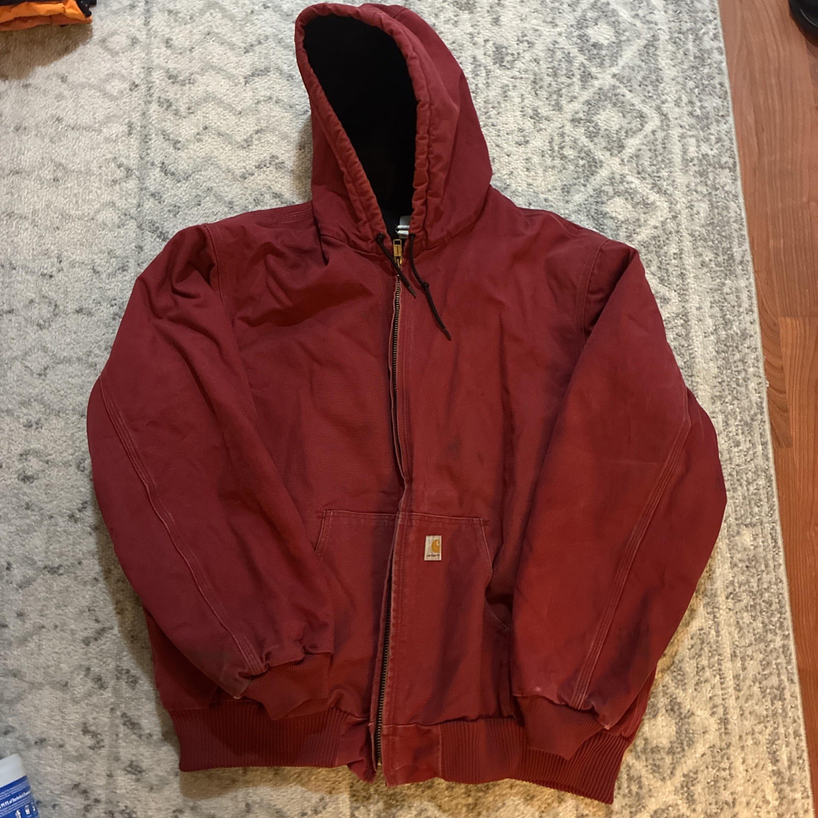 Vintage Carhartt Jacket Mens 3XL Red J140 DKR Duck Canvas Hooded Active Work