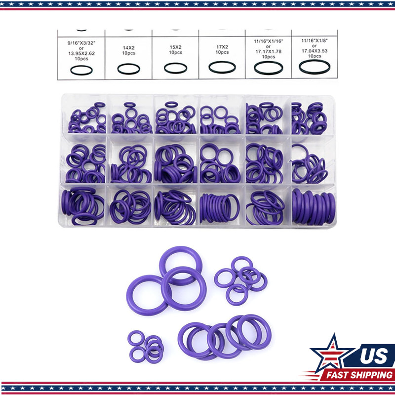 270-Piece O-Ring Assortment Set, 18 Sizes Seal Rubber Washers Car AC Compressor,