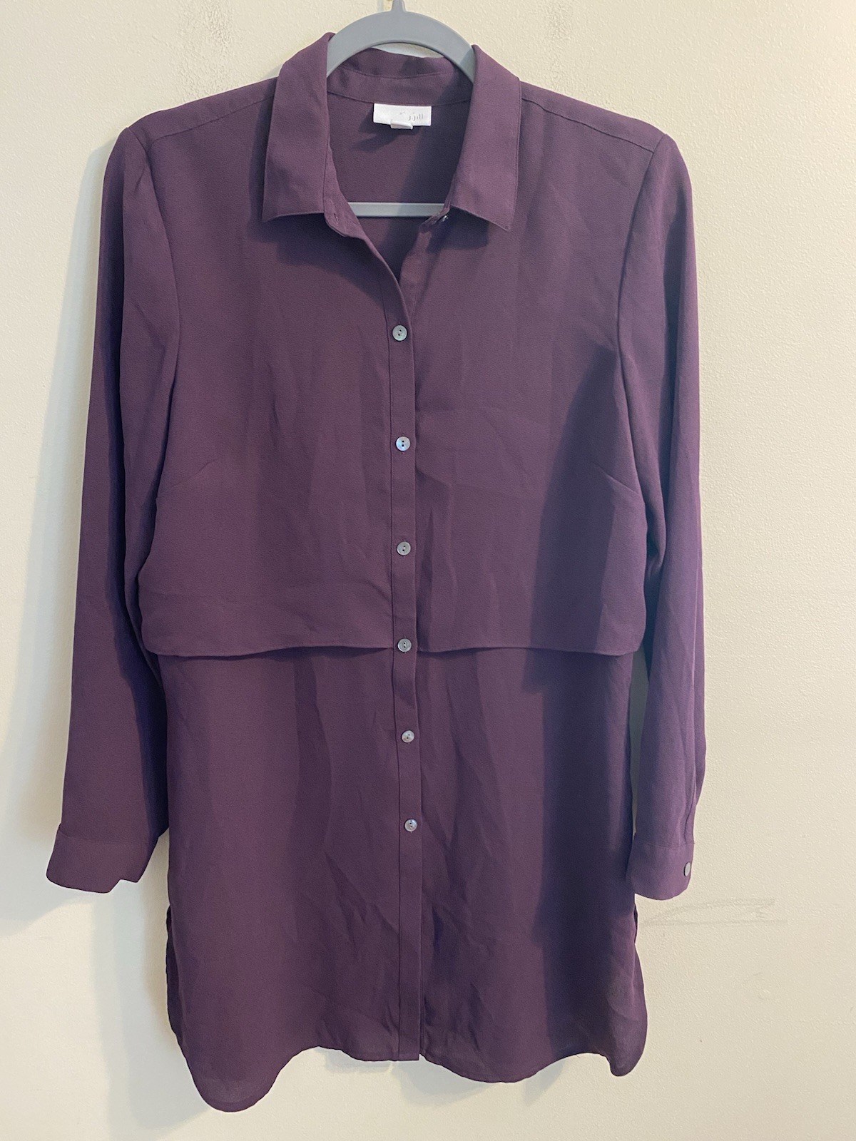 J. Jill Layered Button Front Long Sleeve Tunic Blouse Plum Purple Size Small J. Jill Layered Button Front Long Sleeve Tunic Blouse Plum Purple Size Small