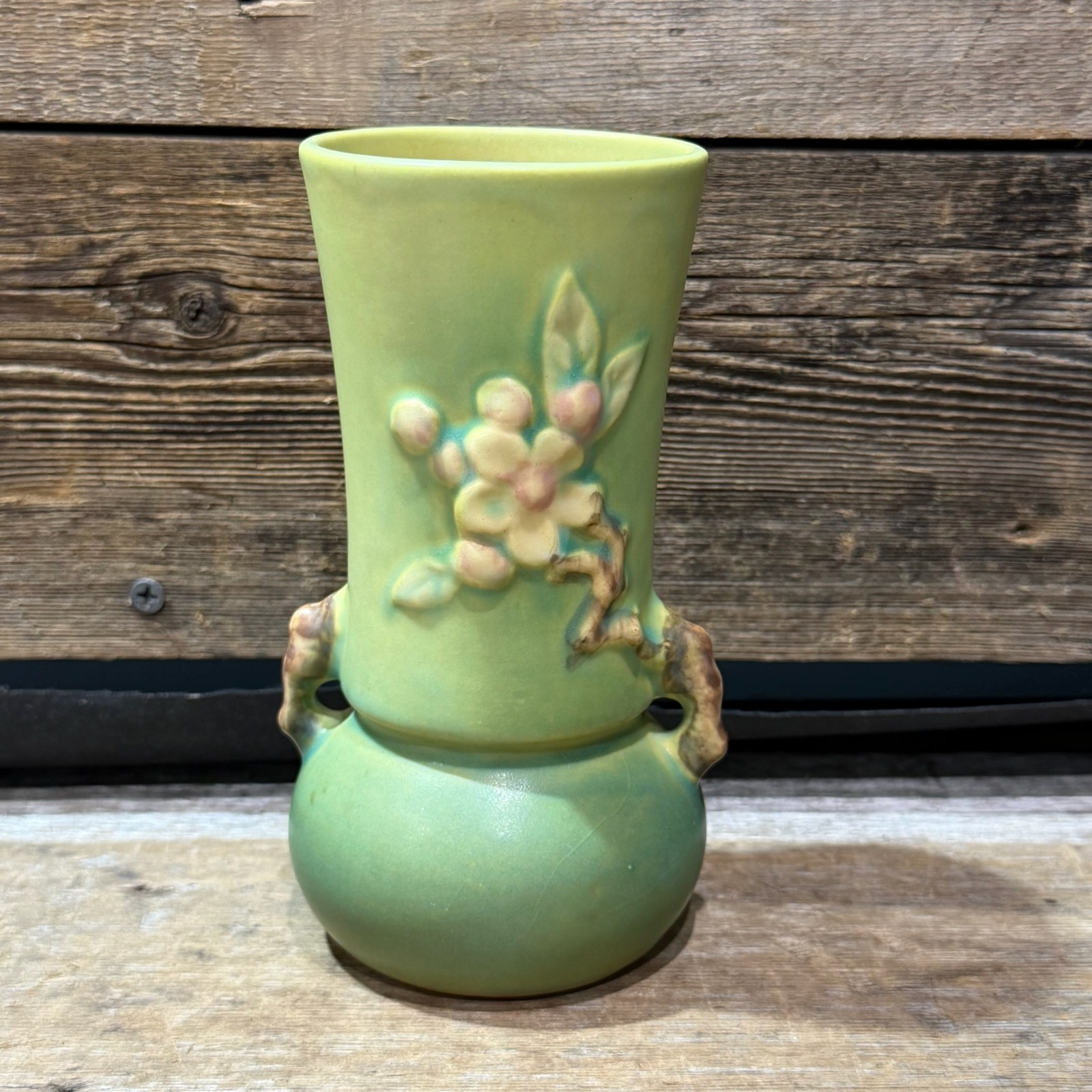 1949-1952 Roseville Pottery, Apple Blossom Vase, 381-6