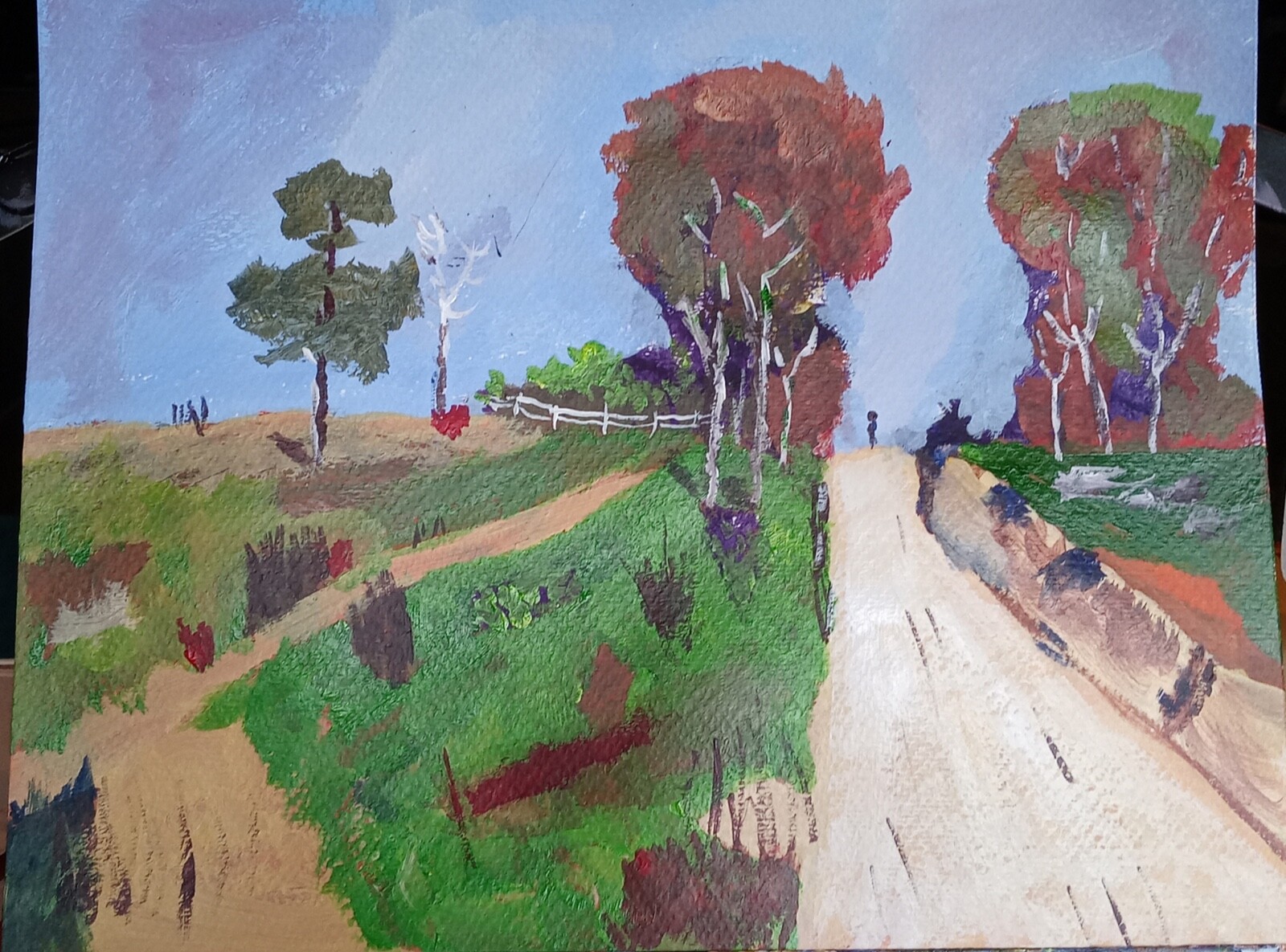 Impressionistic 11 x 14 one of a kind Landscape,  acrylic, painting 