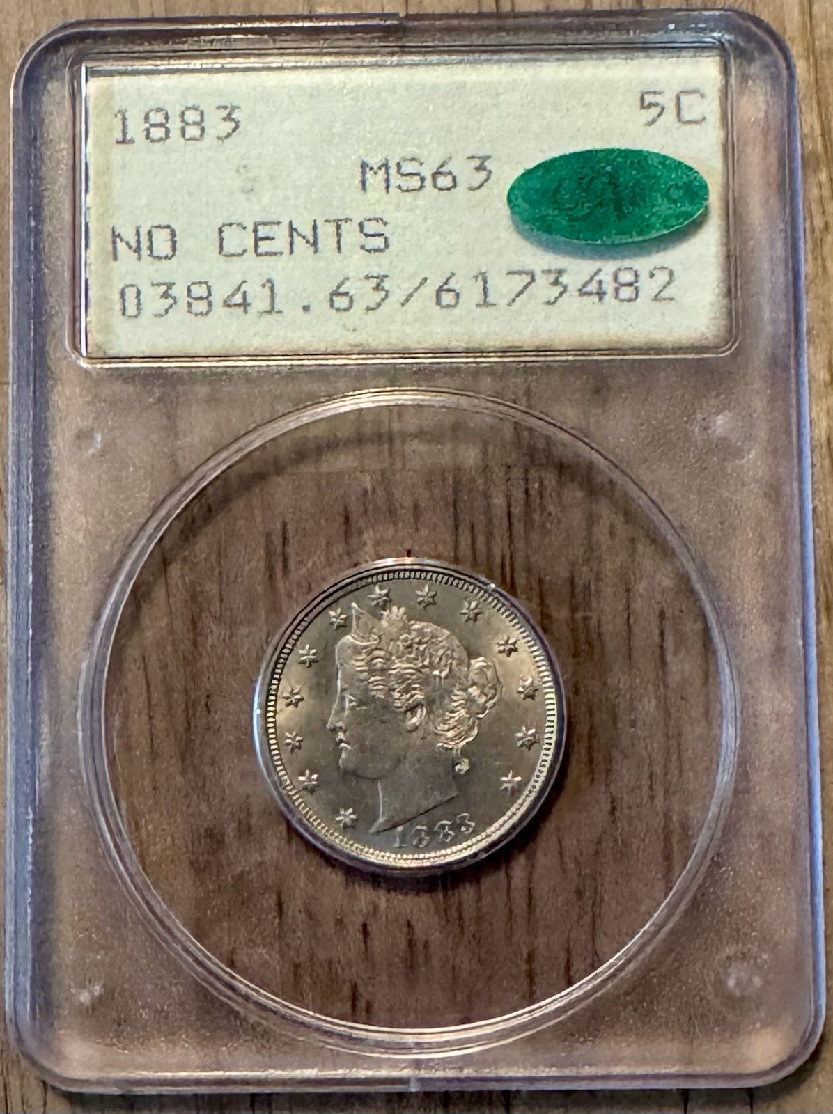 1883 No Cent Liberty V 5c Nickel, Old Rattler Holder, Beautiful PCGS MS63 CAC 1883 No Cent Liberty V 5c Nickel, Old Rattler Holder, Beautiful PCGS MS63 CAC