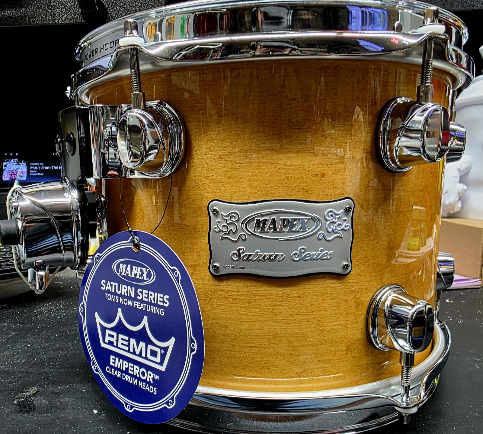 BRAND NEW- MAPEX SATURN SERIES 10 X 8 TOM TRANSPARENT AMBER 6 PLY MAPLE/WALNUT