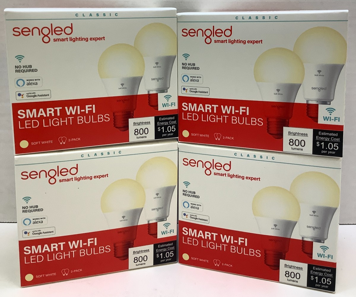 Sengled Smart Light Bulbs, WiFi Alexa Compatible, 2 Pack, Soft White, Lot of 4