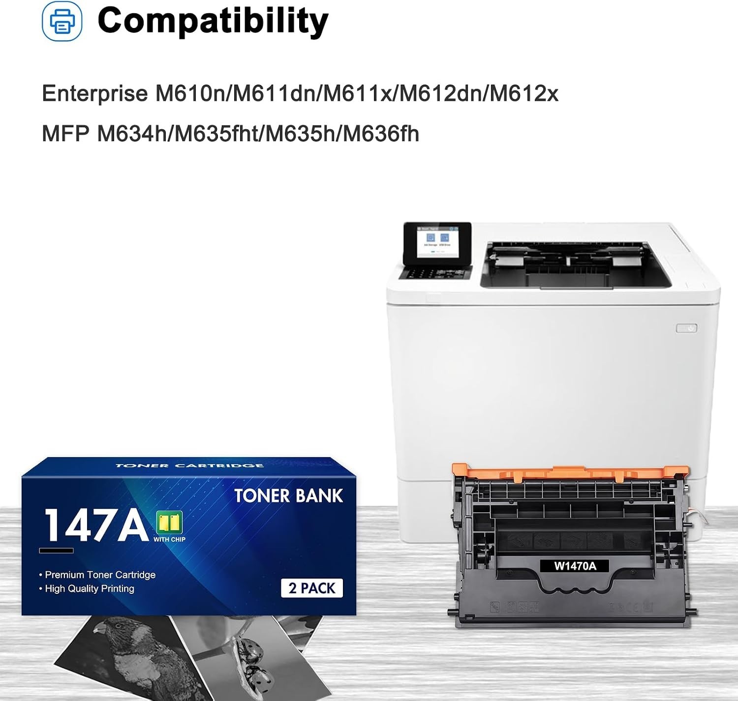 HP compatible 147A Black Toner Cartridge (with Chip) Compatible Two pack