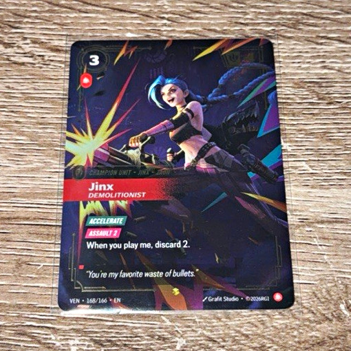 Riot Games Riftbound LoL TCG Jinx Demolitionist Holo 168/166 Venom EN Riot Games Riftbound LoL TCG Jinx Demolitionist Holo 168/166 Venom EN