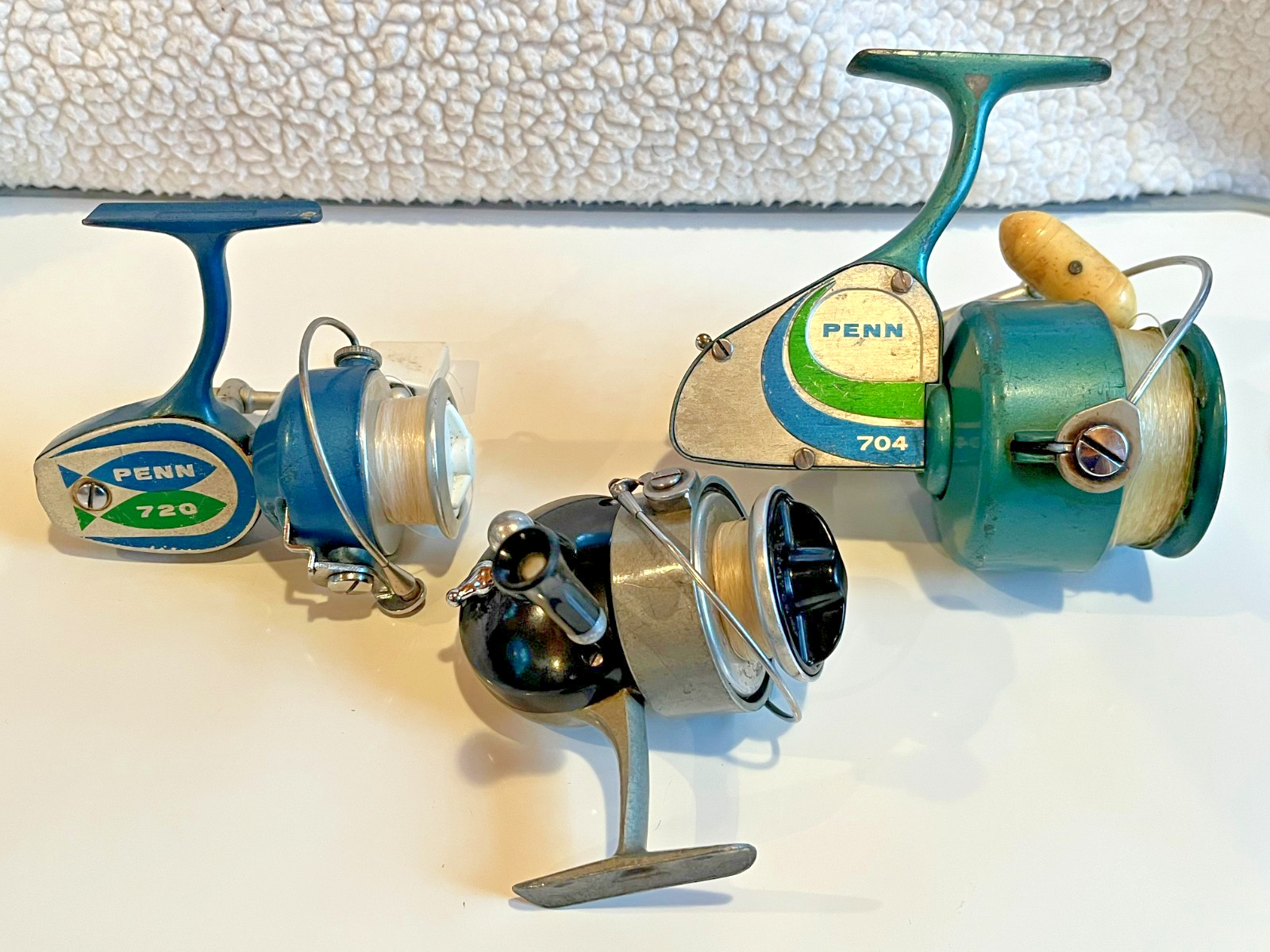 Vintage Fishing Reel Lot of 3, Penn 704 Greenie Penn 720, Airex Spinster Model 5