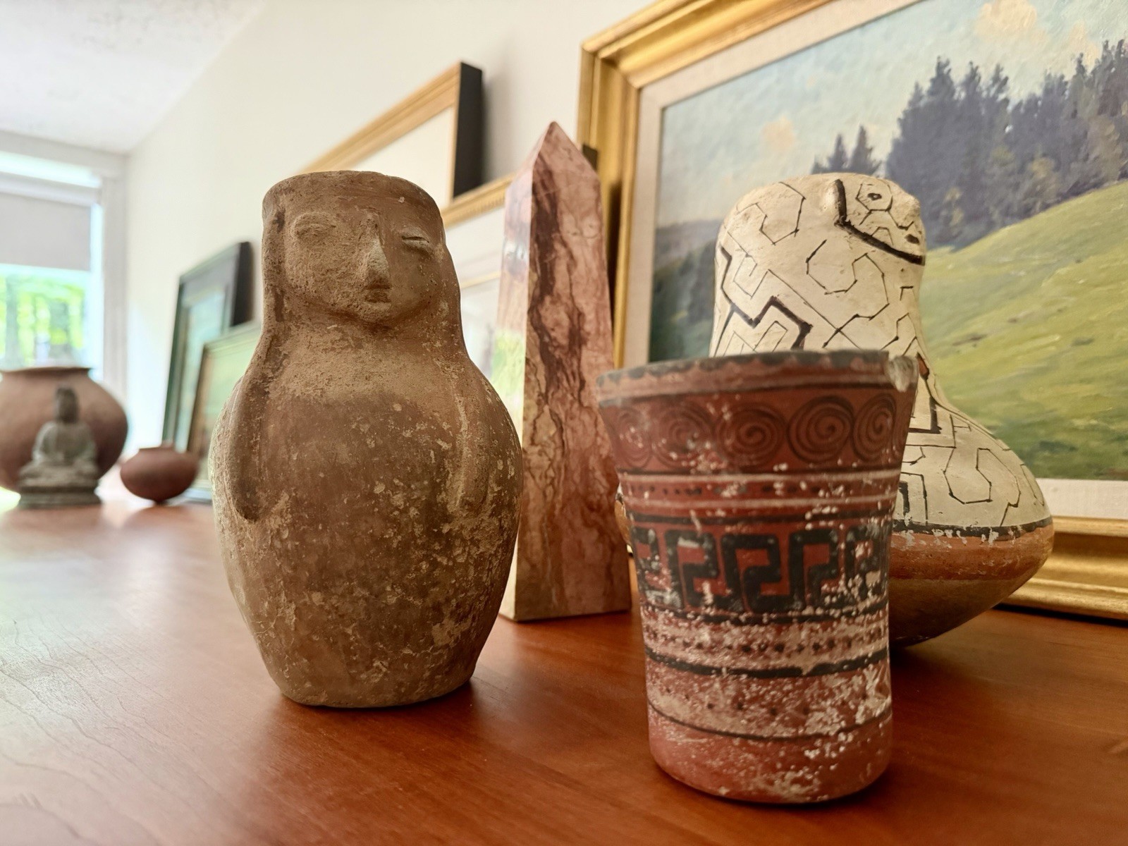 Pre-Columbian Authentic Artifact Ceramic Pottery Poly-Chrome Maya Cylinder 1500s