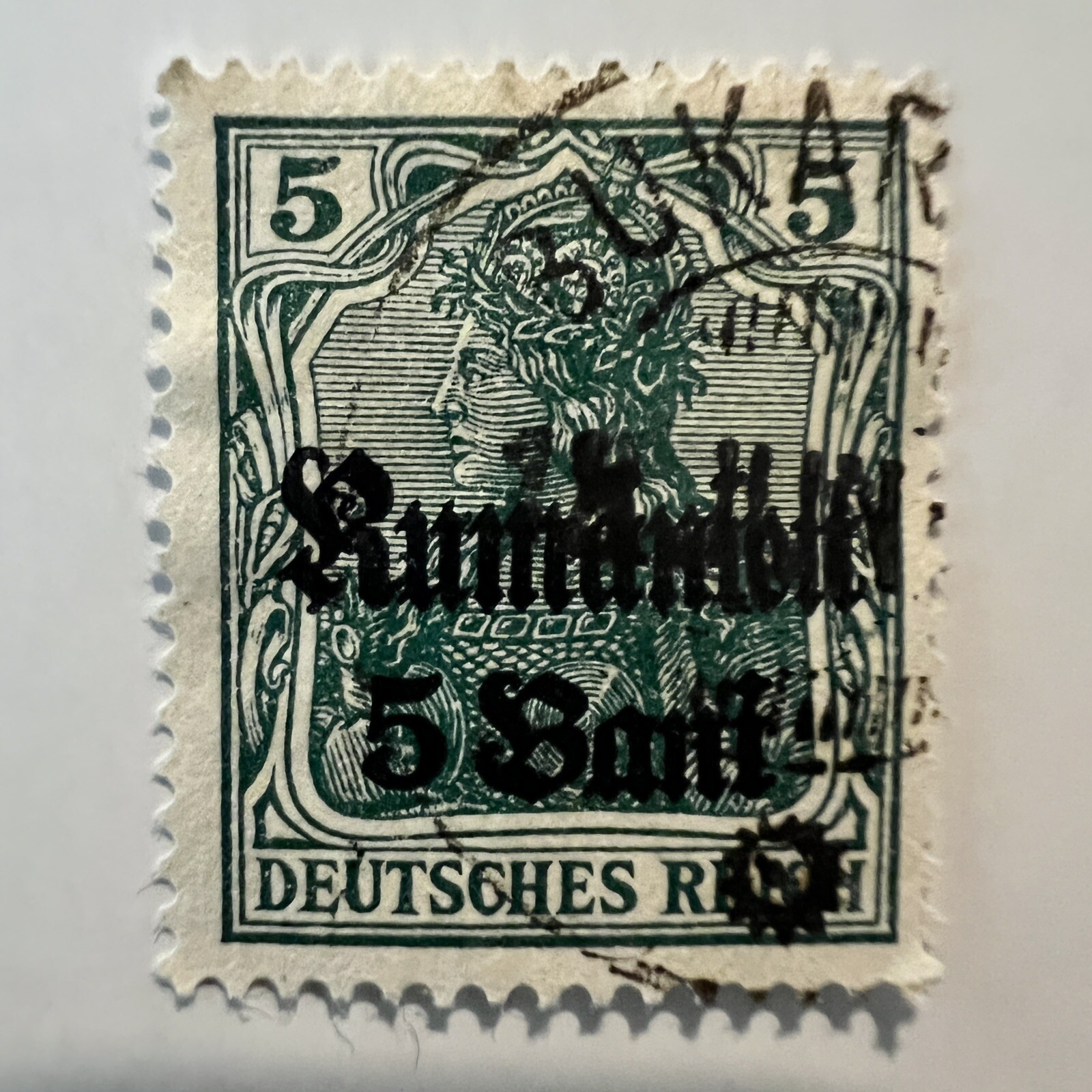 1918 ROMANIA GERMAN OCC STAMP #3N8 RARE SIGNED ON FRONT, BUCHAREST CANCEL 1918 ROMANIA GERMAN OCC STAMP #3N8 RARE SIGNED ON FRONT, BUCHAREST CANCEL