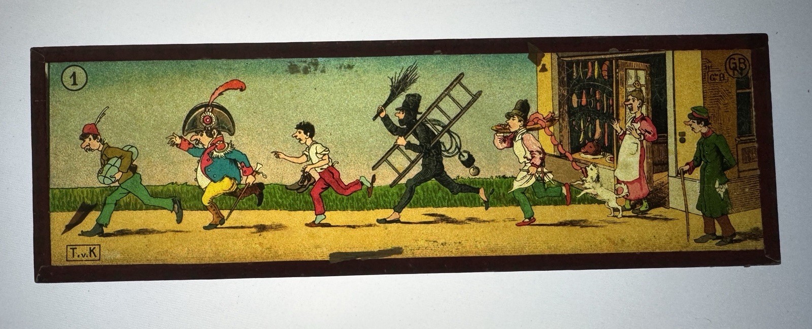 8-Slide Lot Antique GBN Magic Lantern Glass Slides TVK Theodor von Kramer