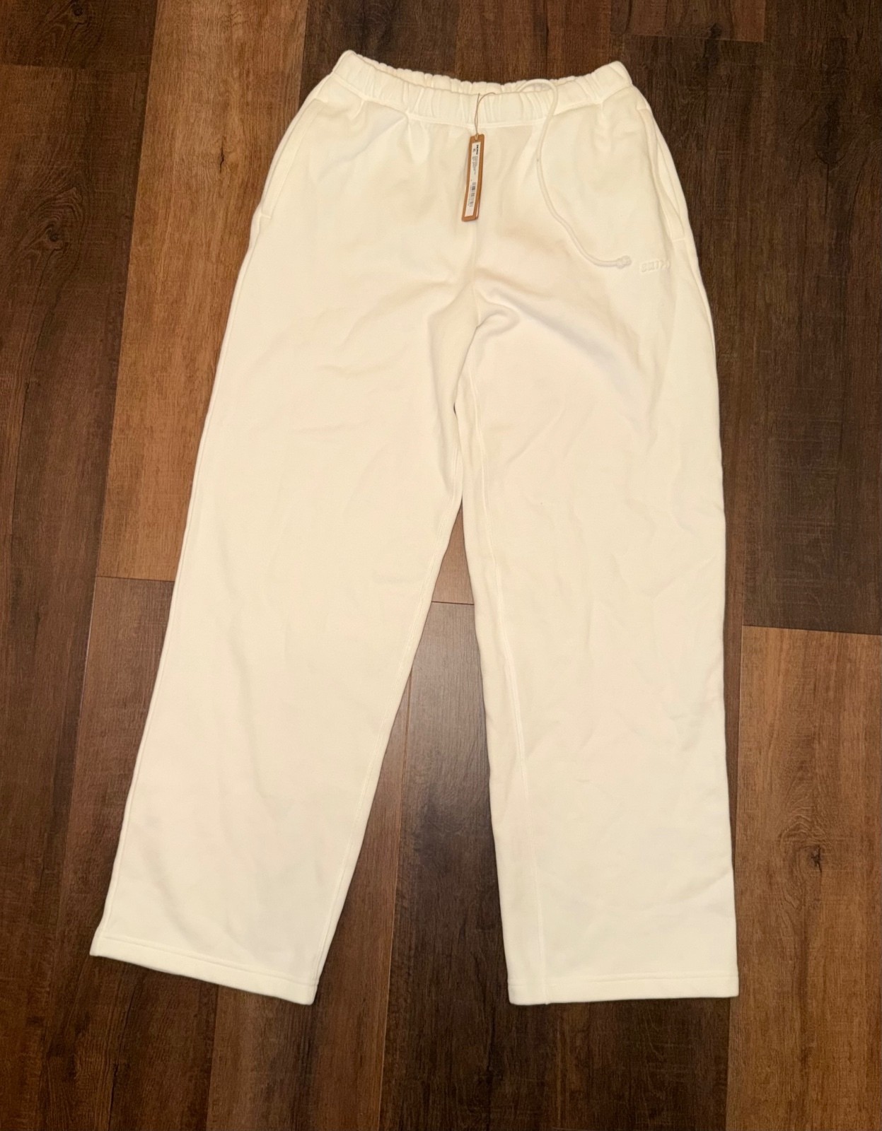Skims Classic Straight Leg Cotton Fleece Pants in Marble, Size Small