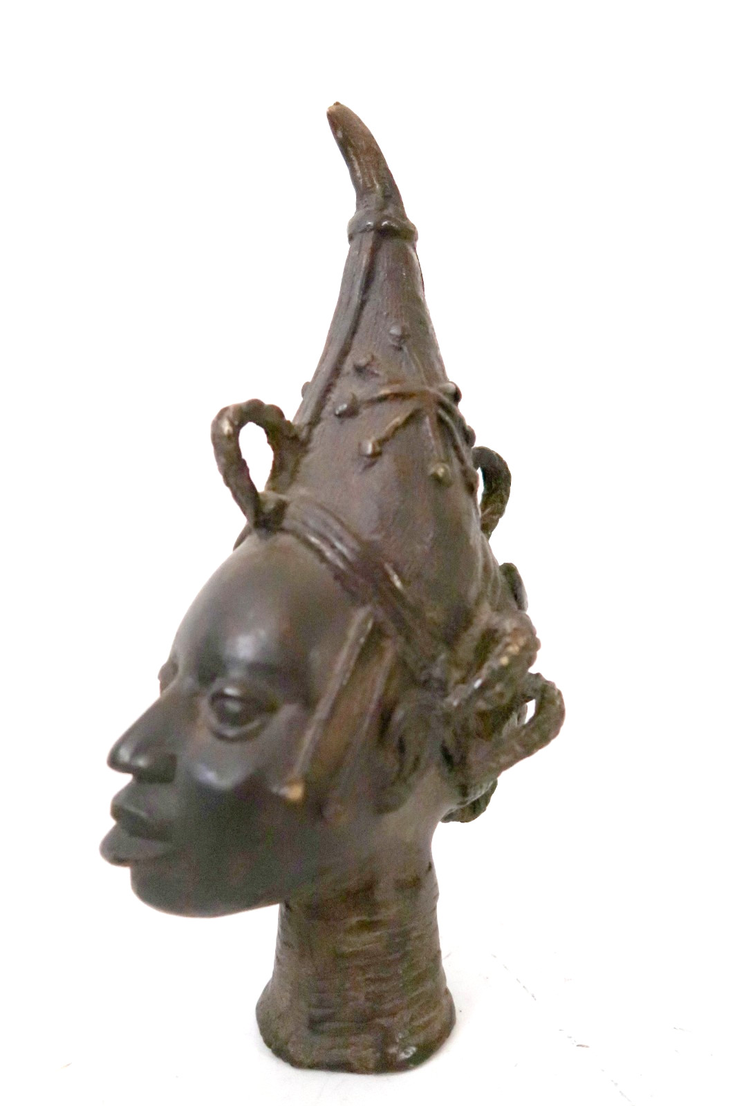Vintage BENIN Bronze Head Queen Mother Iyoba African Art Nigeria Sculpture 10.5 Vintage BENIN Bronze Head Queen Mother Iyoba African Art Nigeria Sculpture 10.5