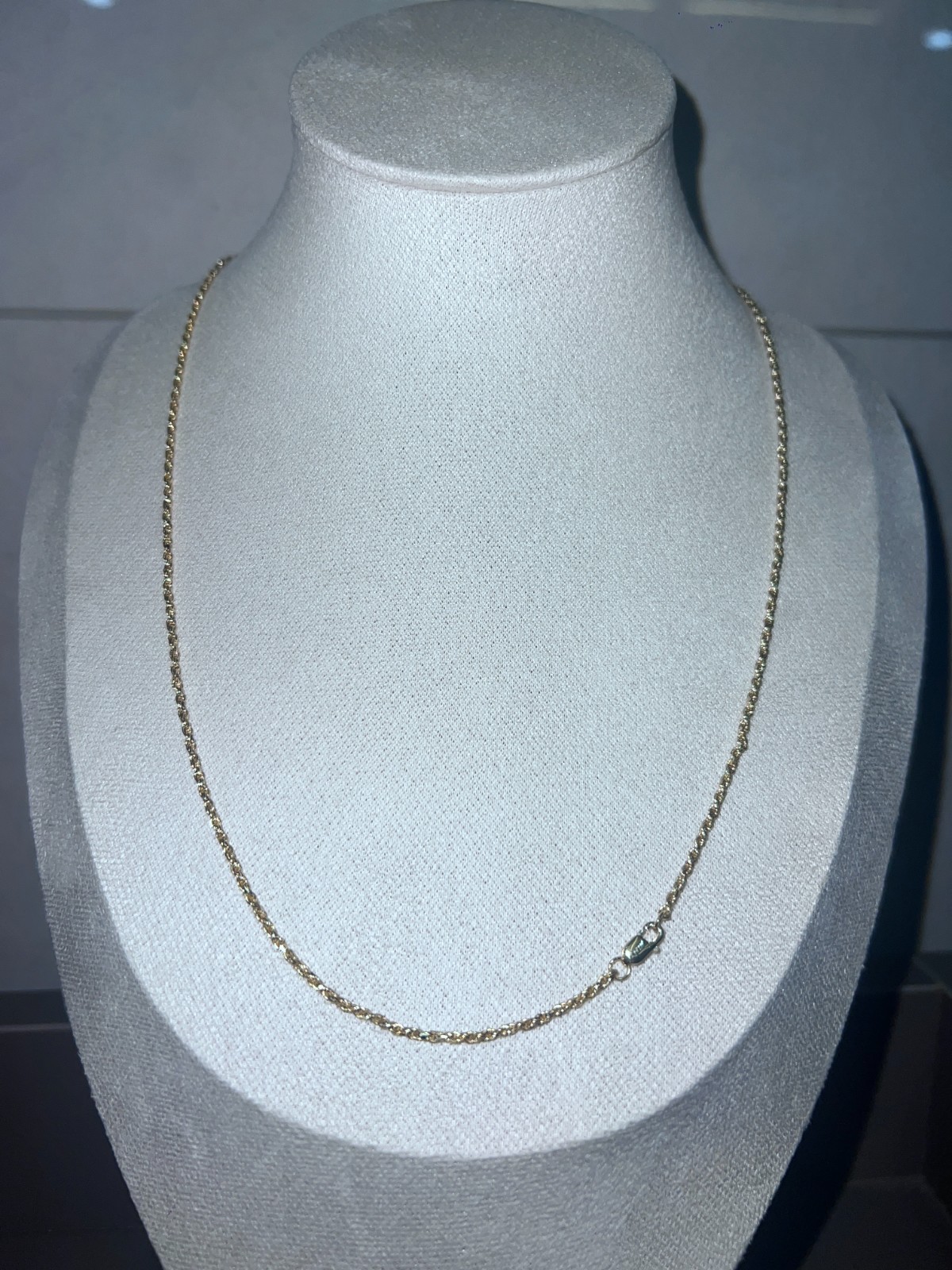 14K Gold Rope Chain Necklace 2mm 20in Italian Twisted Link Lobster Clasp