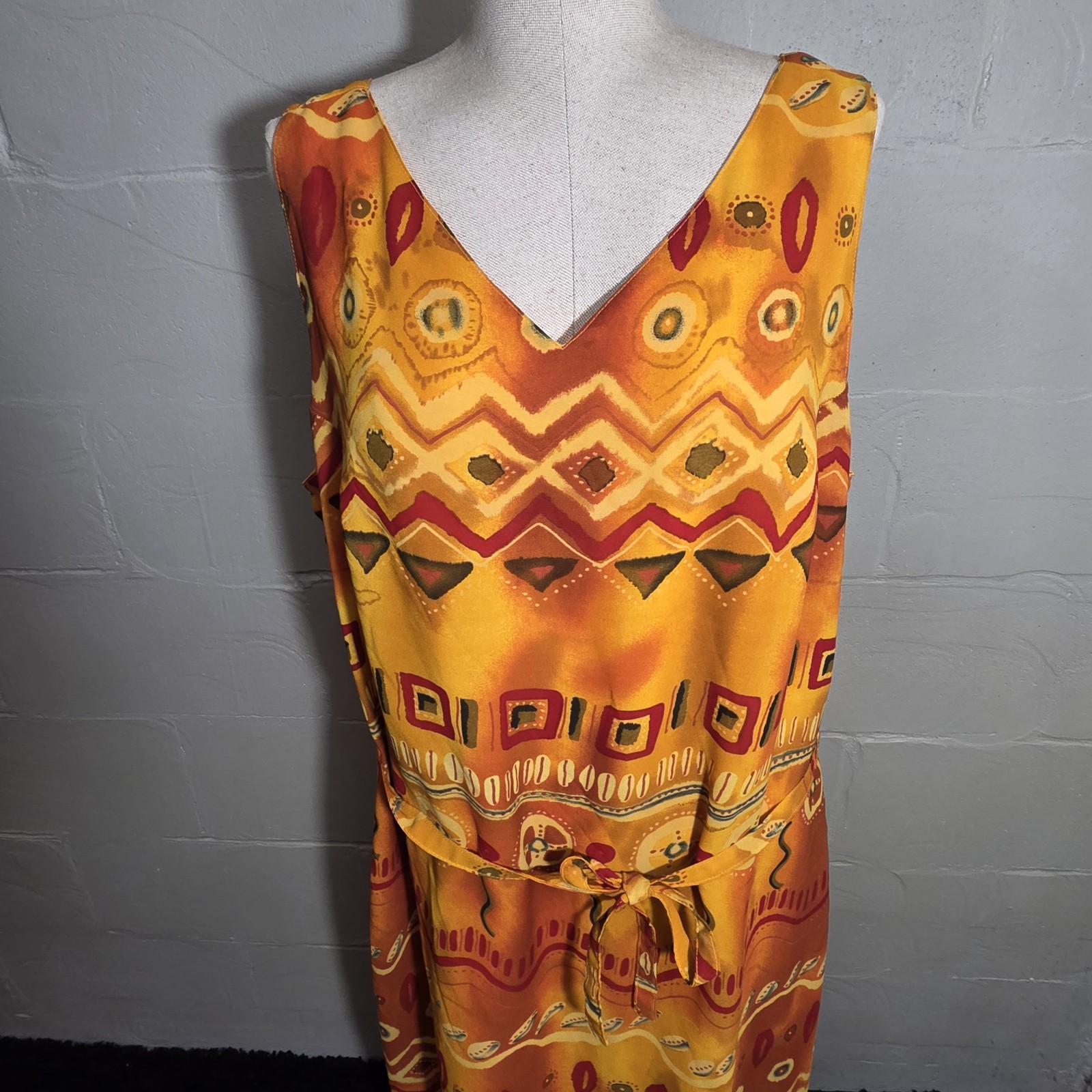 Vintage Gabrielle Southwestern Y2K Maxi Dress Womens Size 20 Orange Bohemian