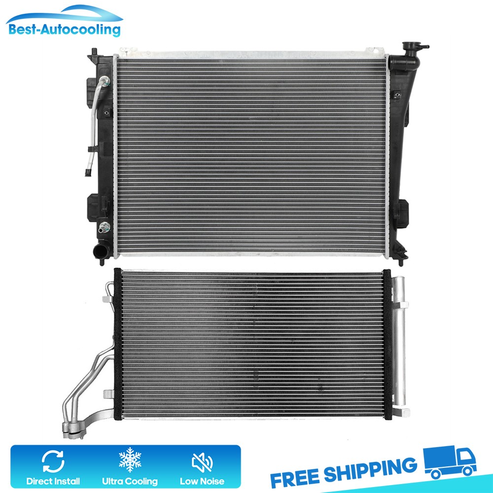 Aluminum Radiator And A/C Condenser For 2012 2013-2014 Hyundai Sonata 2.4L l4