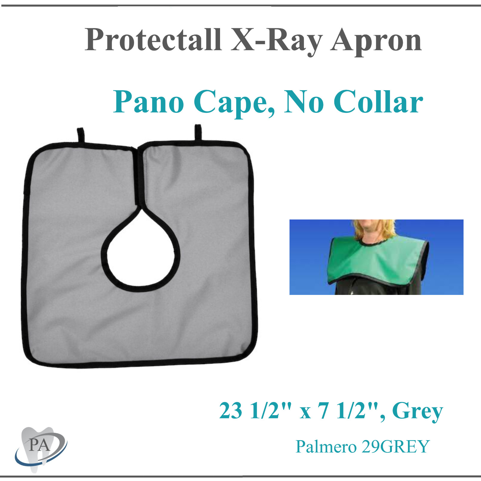 Palmero Adult Pano X-Ray Apron, Adult w/out Collar, Lead-lined, .3MM Thick, Grey Palmero Adult Pano X-Ray Apron, Adult w/out Collar, Lead-lined, .3MM Thick, Grey