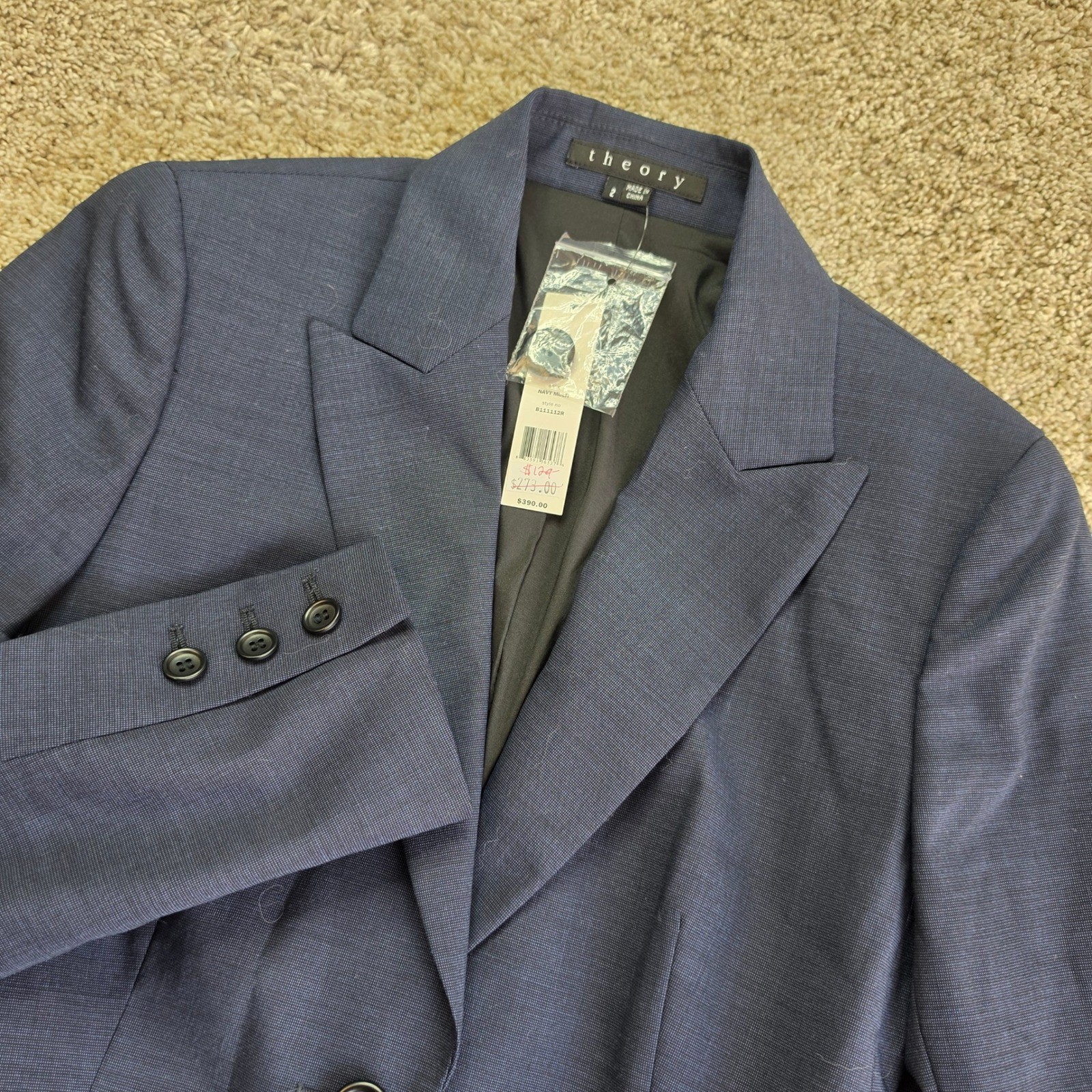 Theory Nichelle Blazer Womens 2 Navy Wool Blend B111112R Professional Career NEW