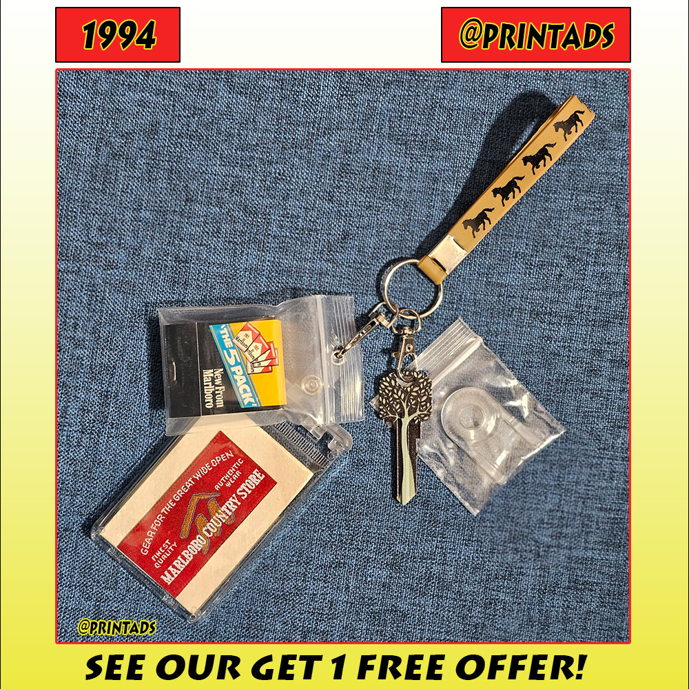 1994 Marlboro Country Store Unused Label + Lock Box + Keychains - Video Inside 1994 Marlboro Country Store Unused Label + Lock Box + Keychains - Video Inside