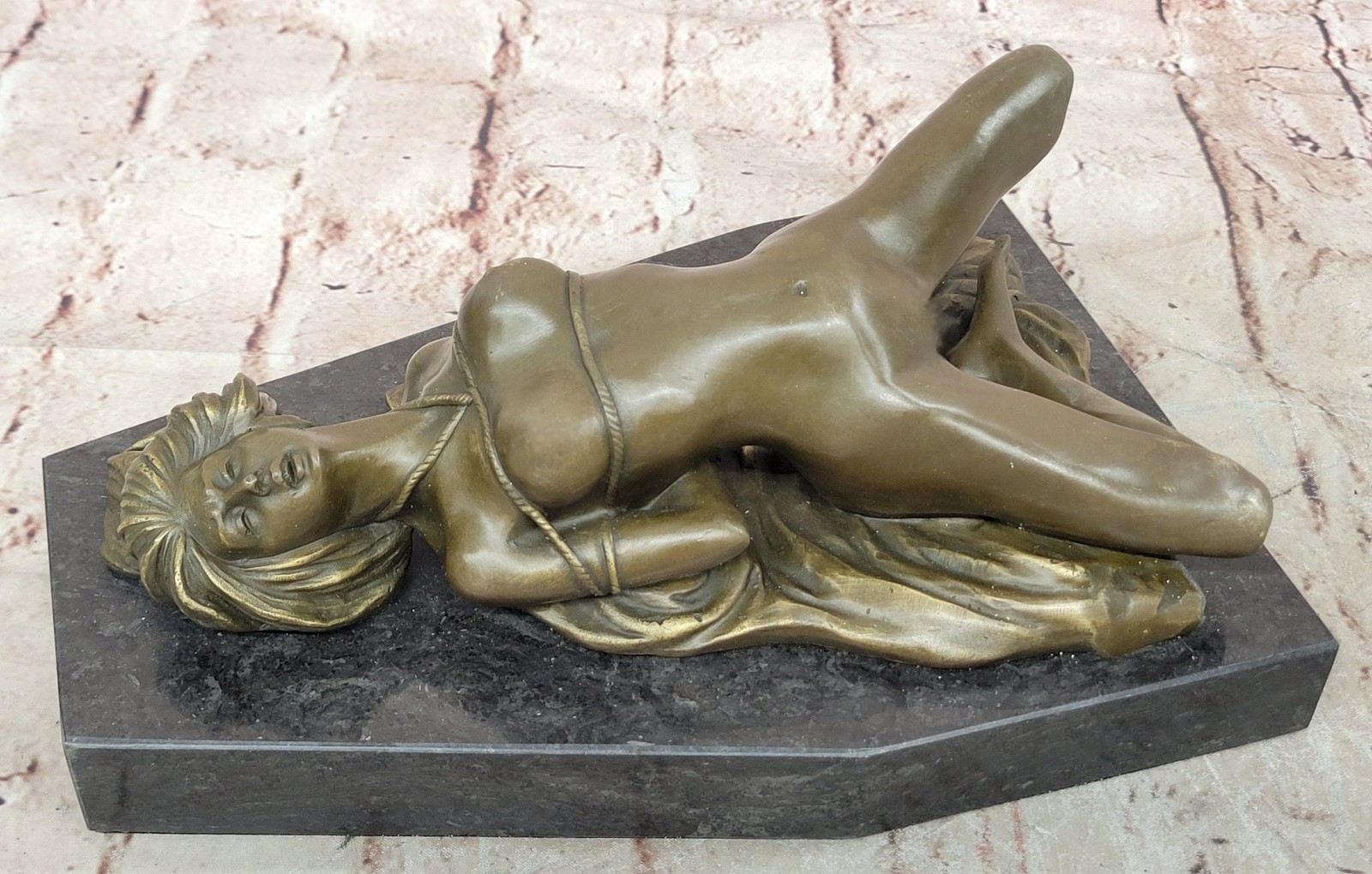 Original Mavchi Lady Lost Wax Method Statue Figurine Bronze Sculpture Nude Deco