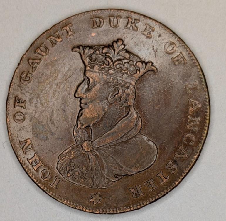 1794 Great Britain John Of Gaunt Duke Of Lancaster Half Penny Condor Token 1794 Great Britain John Of Gaunt Duke Of Lancaster Half Penny Condor Token